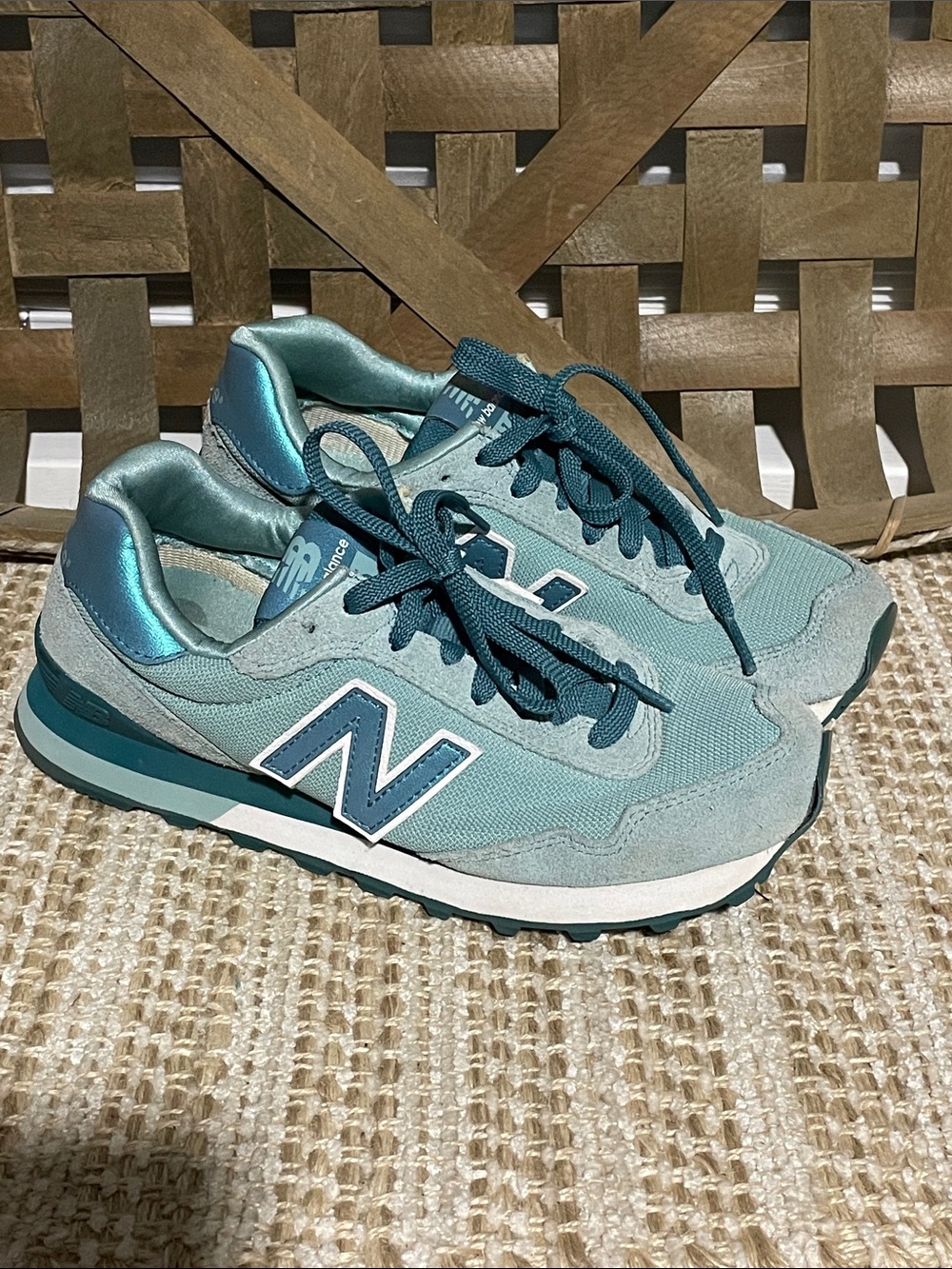 New Balance Women's Teal and Dark Teal Lace-Up Athletic Sneakers